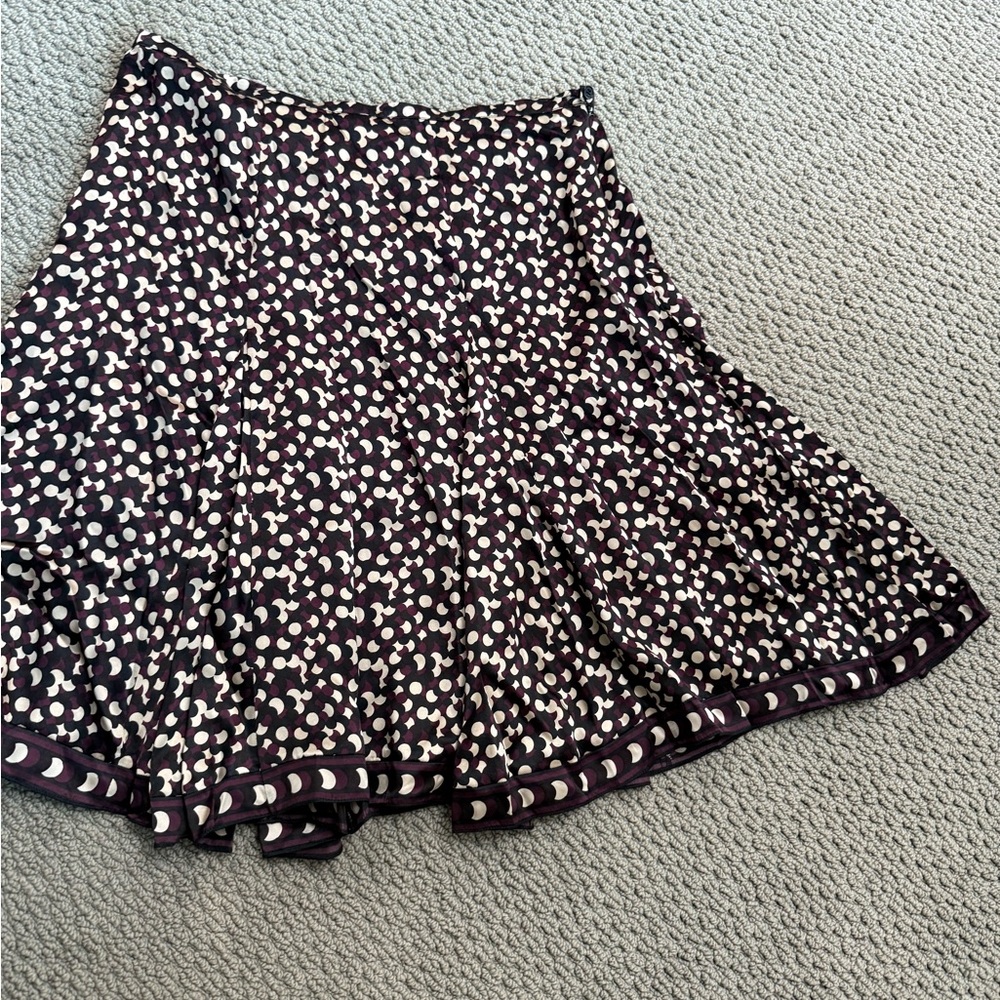 Studio M Black, Dark Purple, and Cream Patterned Skirt